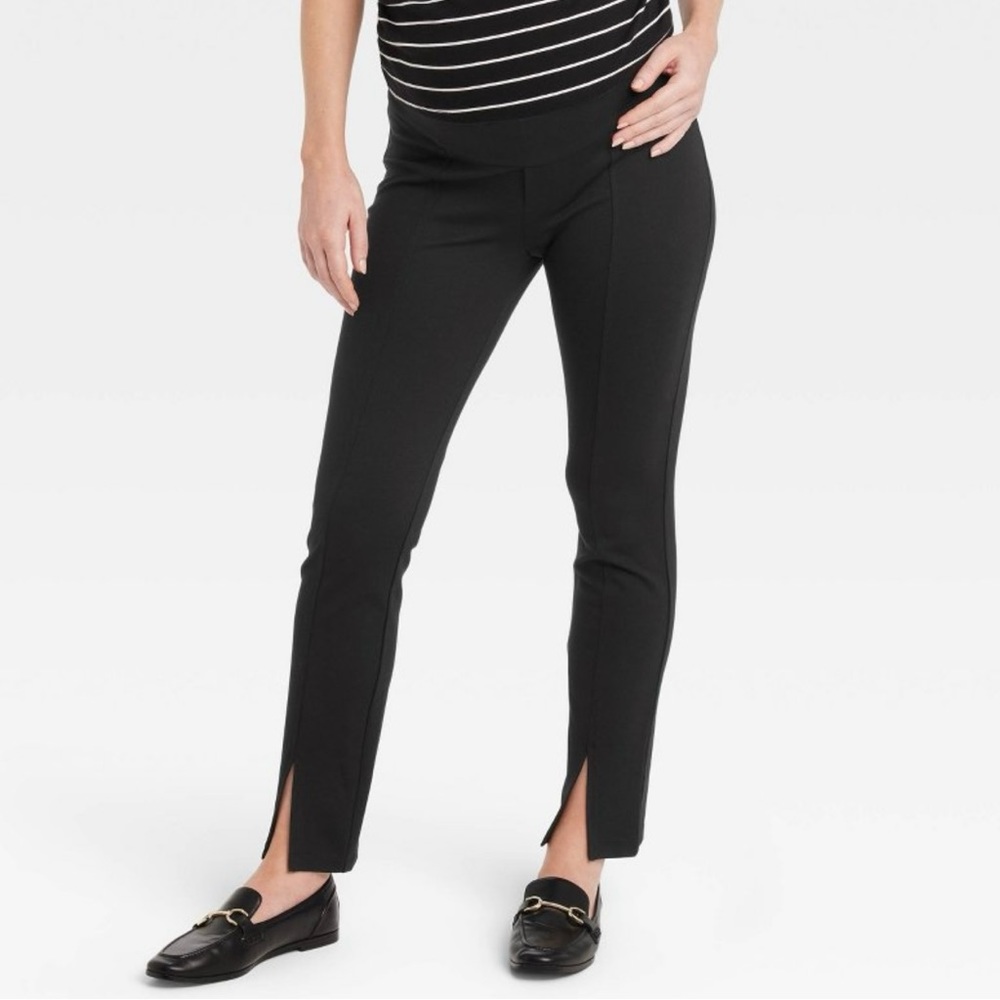 Isabel maternity by Ingrid and Isabel black pointe split front maternity pants